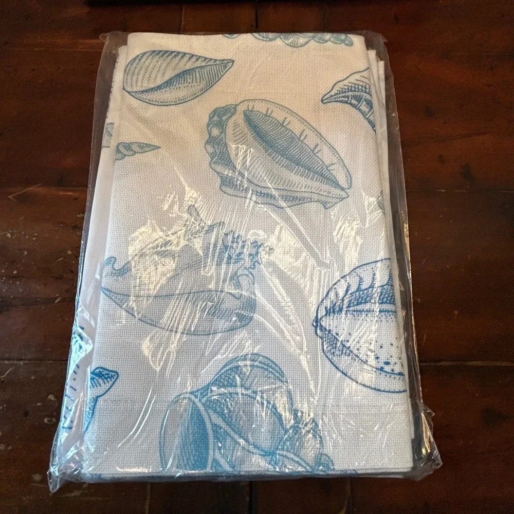 Ambesonne Table Runner Set Blue White 16x72 Seashell Coastal NWT